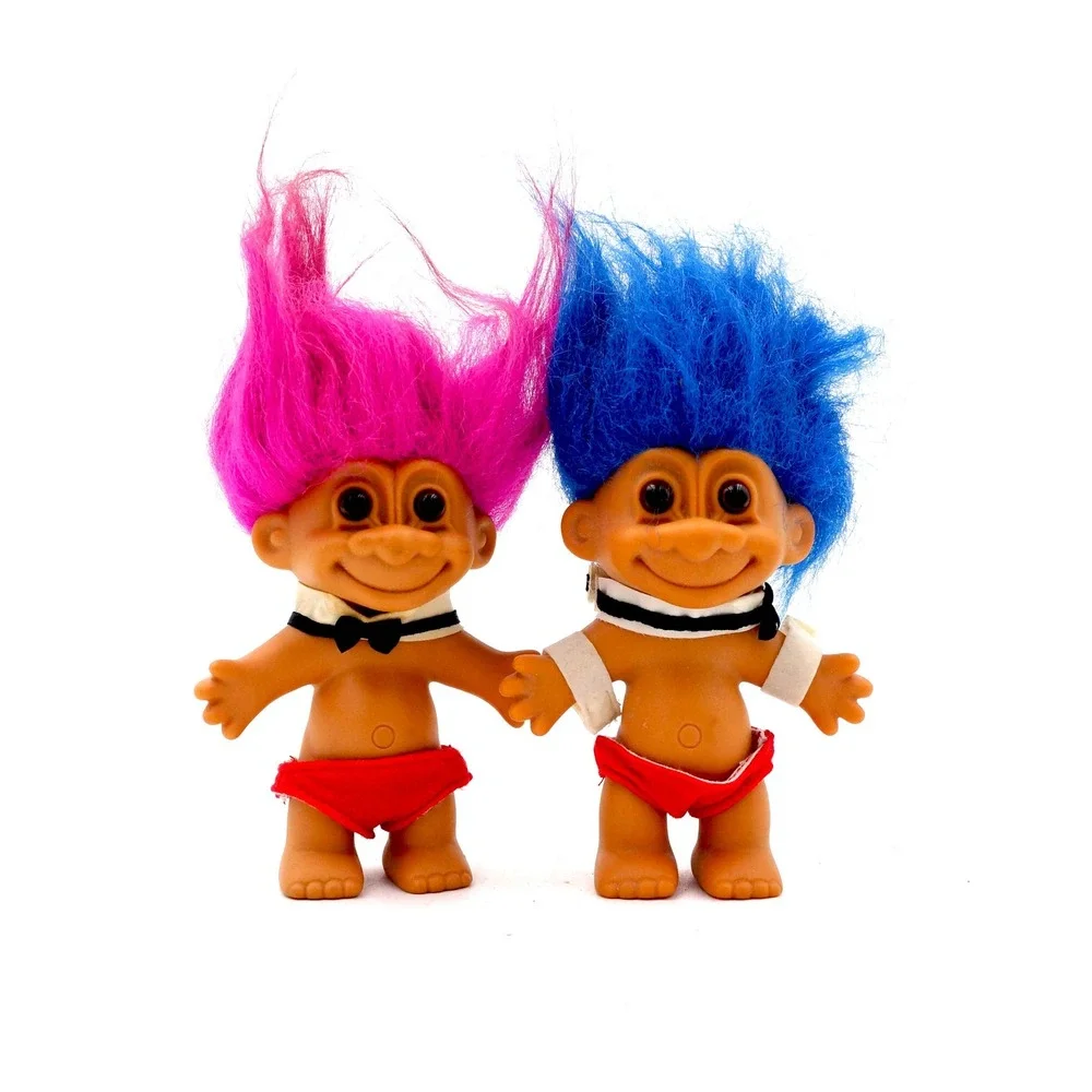 Vintage Russ Chippendale Troll Pair – 1990s Dancer Troll Dolls‎ Set Bowtie